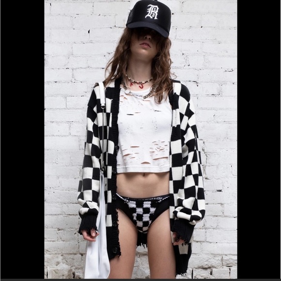 R13 Sweaters - ❌SOLD❌R13 Distressed Edge Checkered Cardigan
